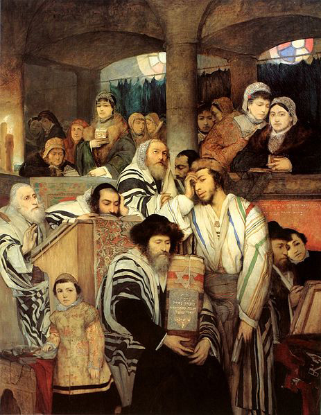 Maurycy Gottlieb Jews Praying in the Synagogue on Yom Kippur